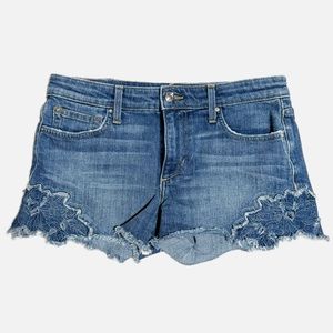 Joe’s Jeans Thula cut off denim jean shorts boho floral appliqué 26